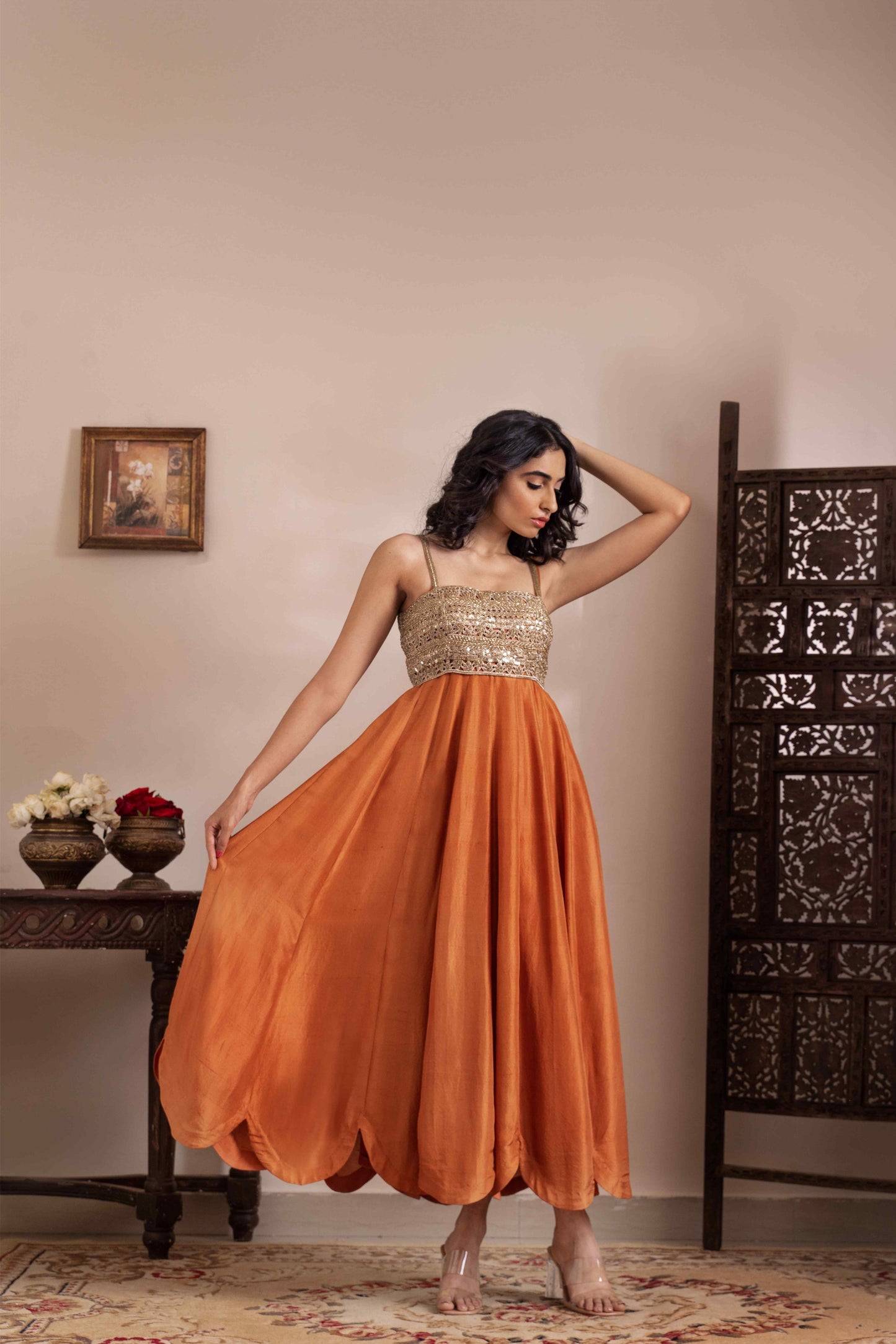 Madhubani detachable scallop dress set - My Store