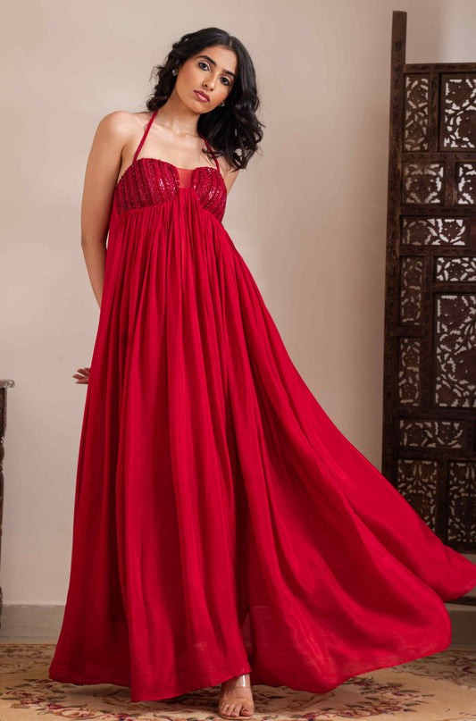 Halterneck madhubani corset dress - My Store