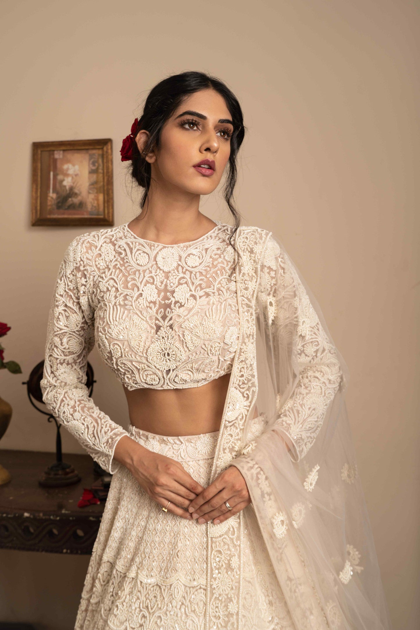 Pearl kashida lehenga set - My Store