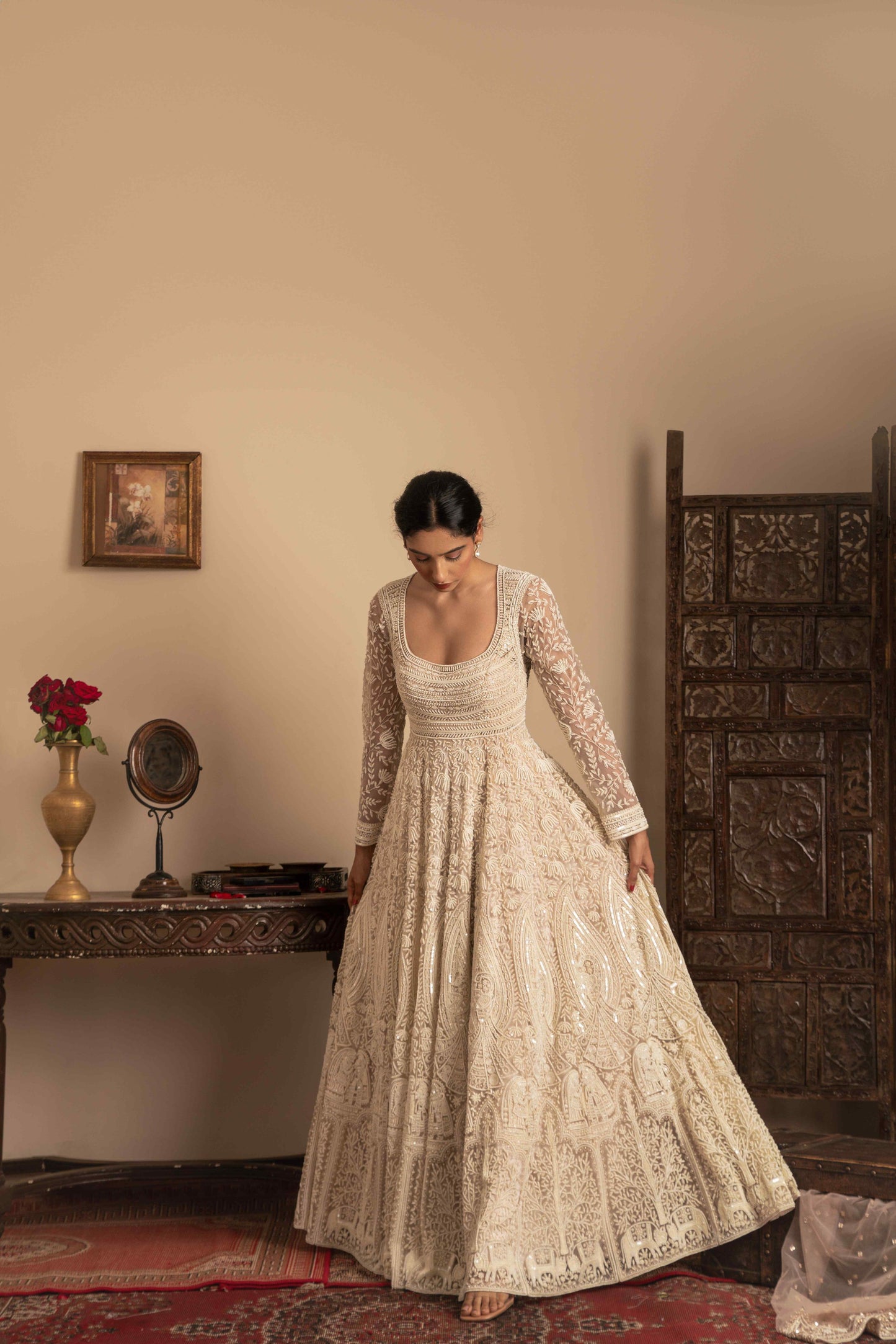 Madhubani pearl dori anarkali set - My Store
