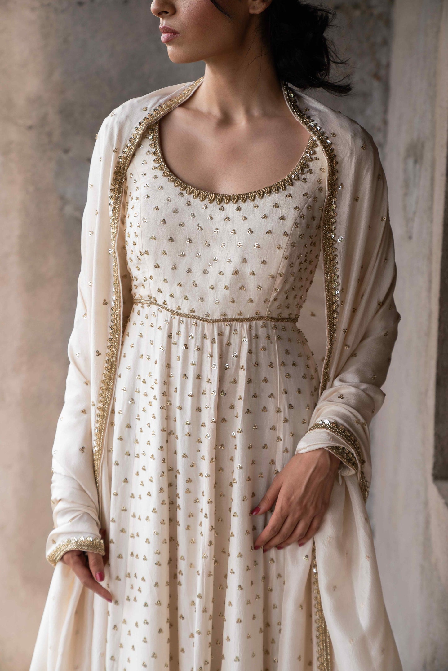 Mughlai chintz detachable jacket and anarkali set - My Store