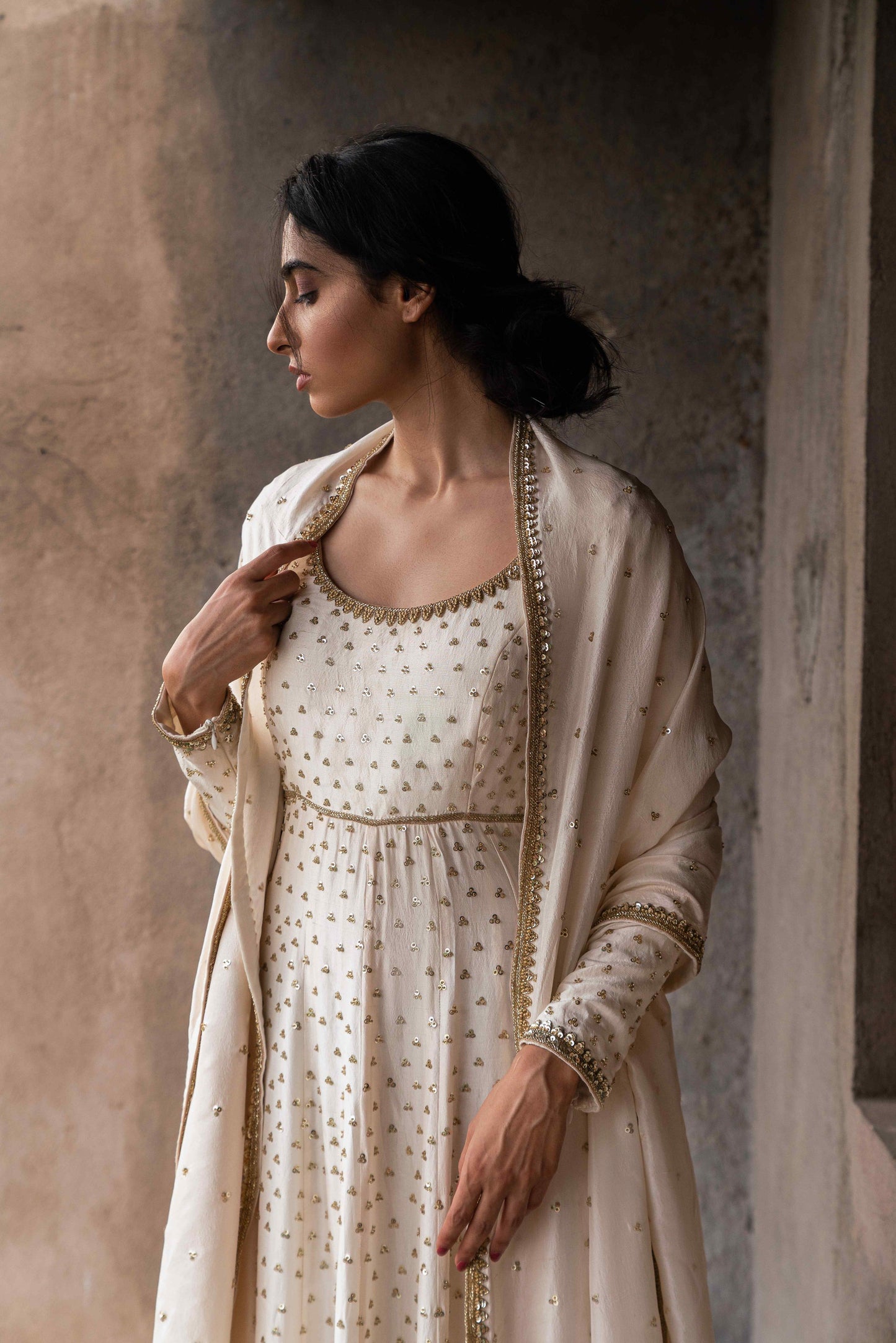 Mughlai chintz detachable jacket and anarkali set - My Store