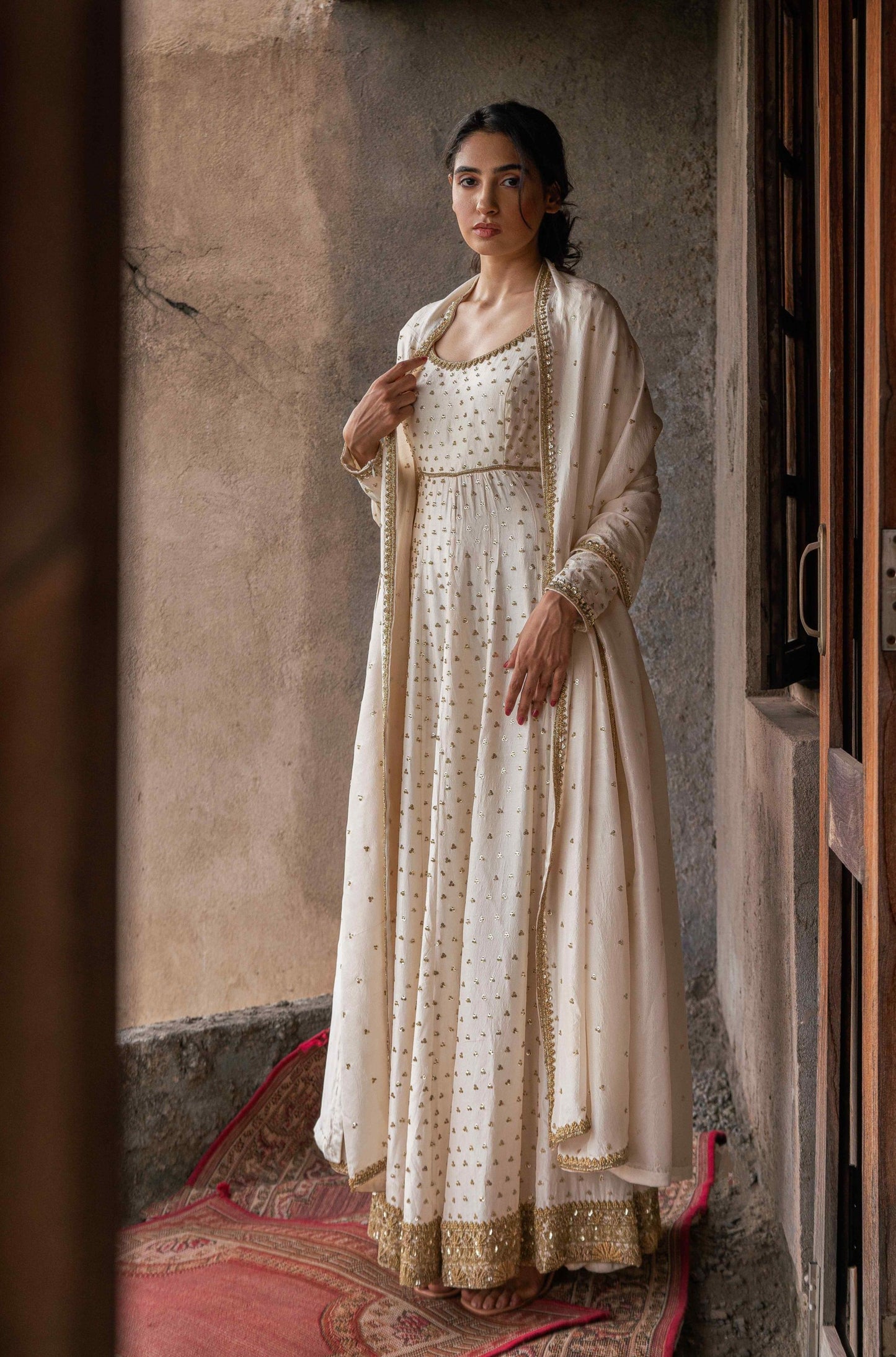 Mughlai chintz detachable jacket and anarkali set - My Store