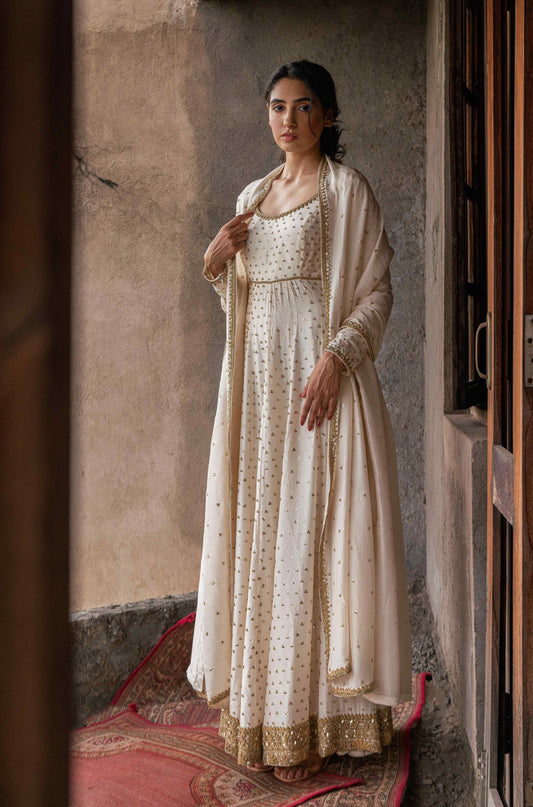 Mughlai chintz detachable jacket and anarkali set - My Store