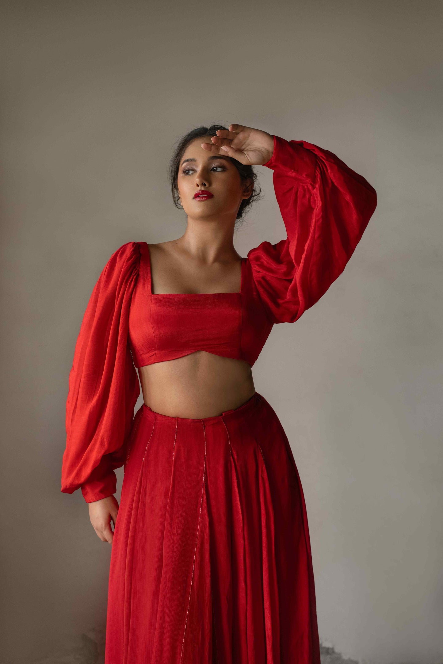 Detachable double shaded godet dress - My Store