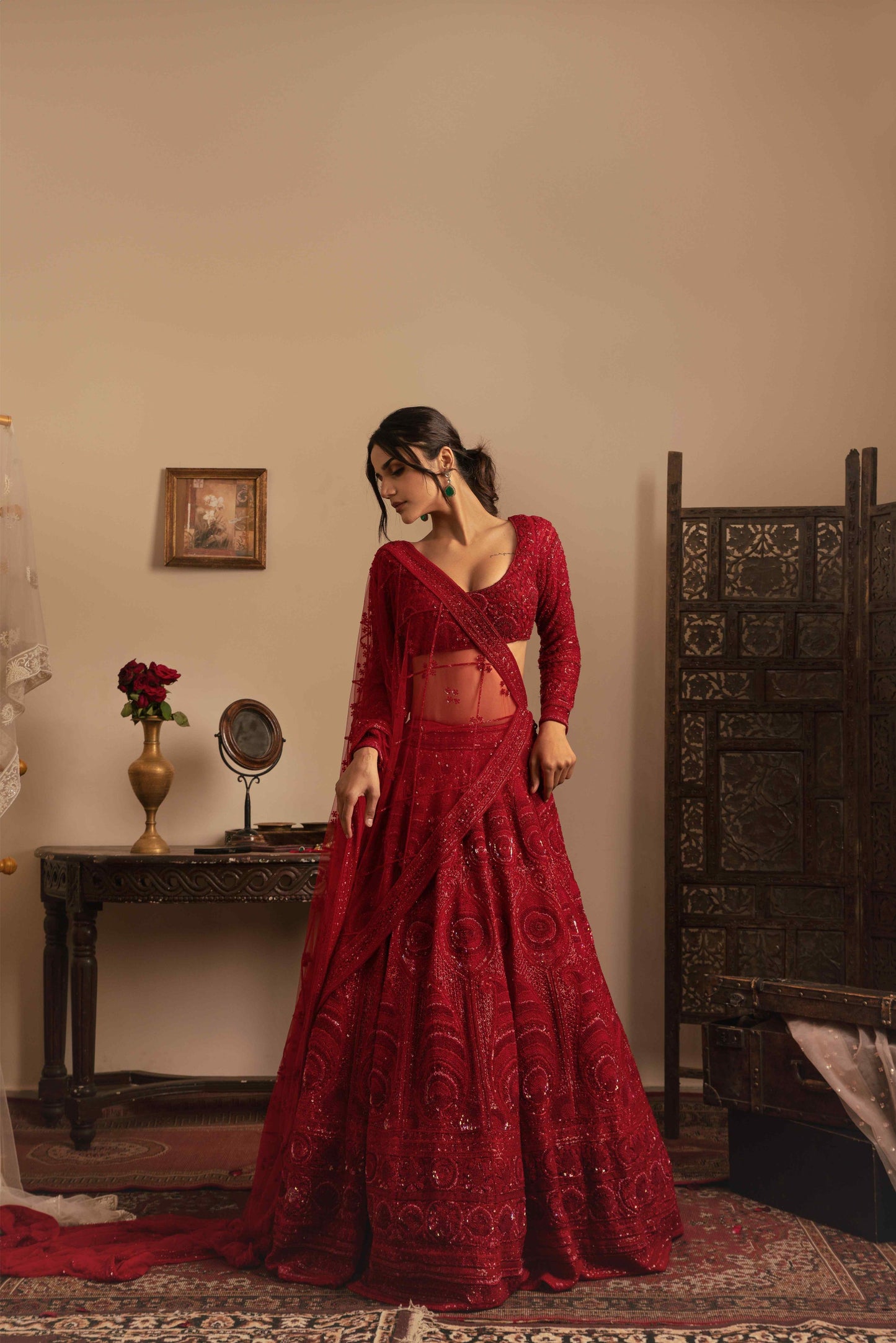 1 Million+ french knotted kashida lehenga set - My Store