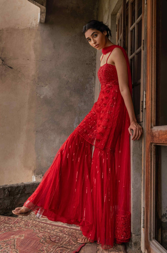 Detachable chintz gharara set - My Store