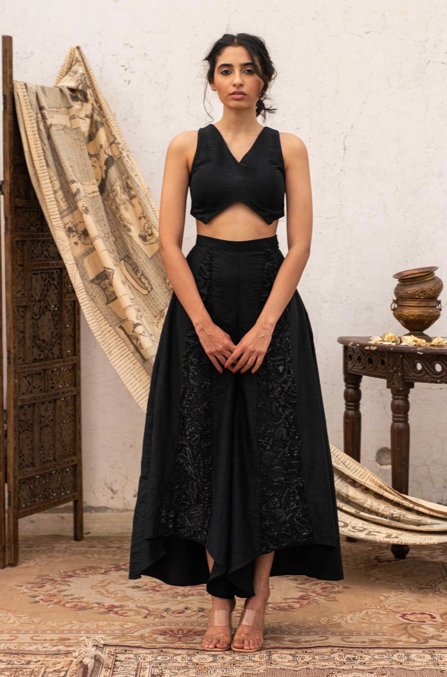 Hi-low madhubani kali embroidered set - My Store