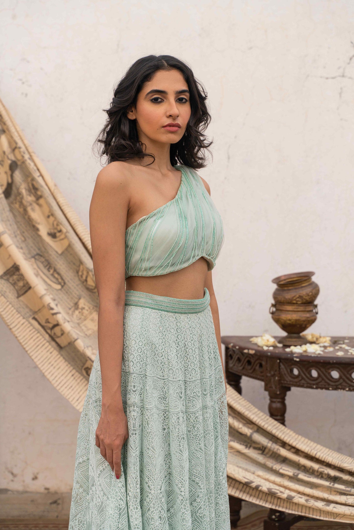 Kashida one shoulder kalidar set - My Store