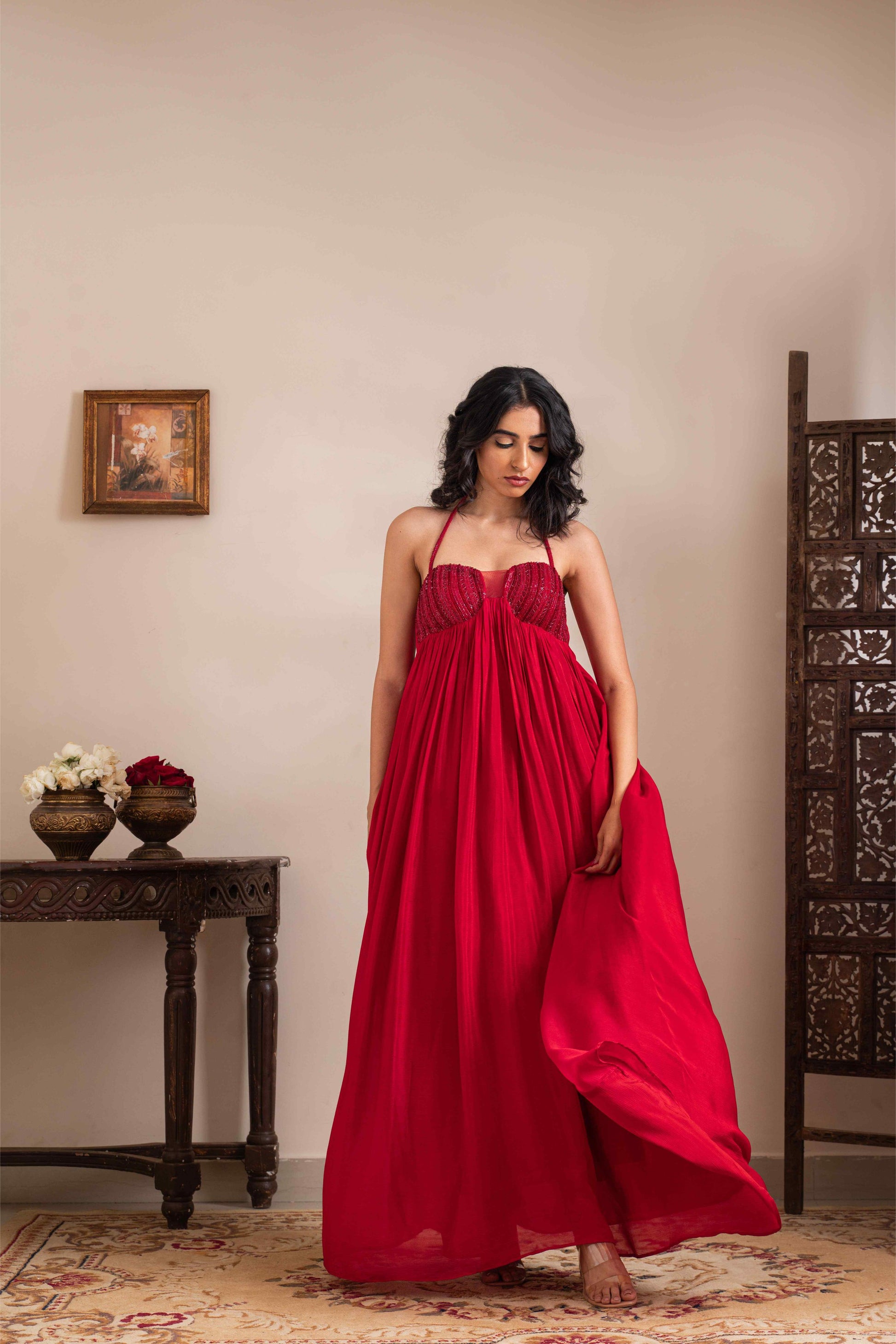 Halterneck madhubani corset dress - My Store
