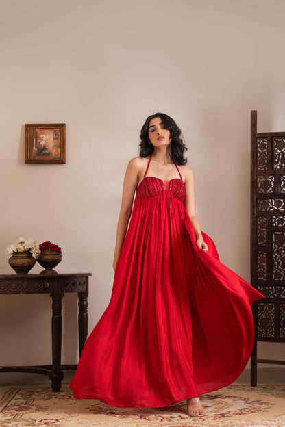 Halterneck madhubani corset dress - My Store